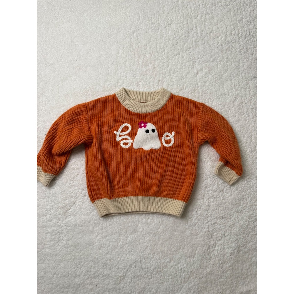 Ghost Boo Knit Sweater Toddlers 18-24 months Orange Excellent